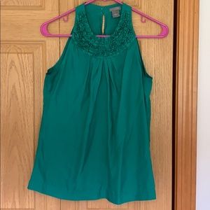 Emerald Ann Taylor High Neck Blouse Tank